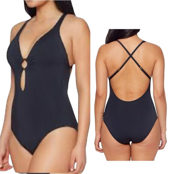 Women's Bleu Rod Beattie Ring Me Up Cross-Back One Piece Swimsuit, size 12 - Picture 1 of 14